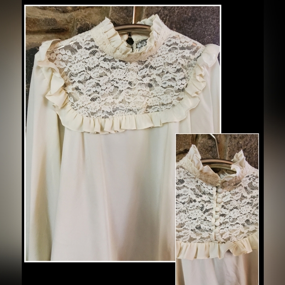 Vintage Lace Howard Wolf Long Sleeved Blouse with Loop Closure Buttons - Picture 1 of 5